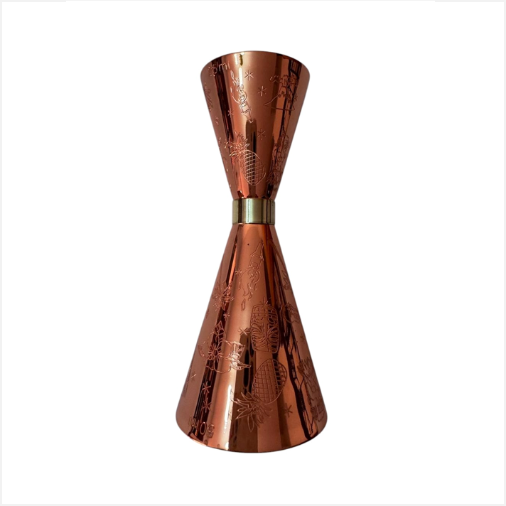 Jigger Slim Tallado Tiki Cobre